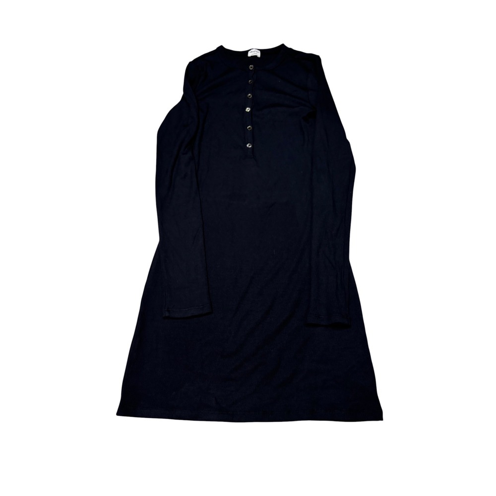 Wilfred Free Aritzia Navy Blue Ribbed Henley Long Sleeve Mini Dress Womens Small